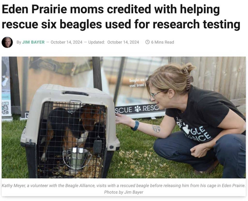 Eden Prairie moms credit with helping rescue 6 beagles used for research testing