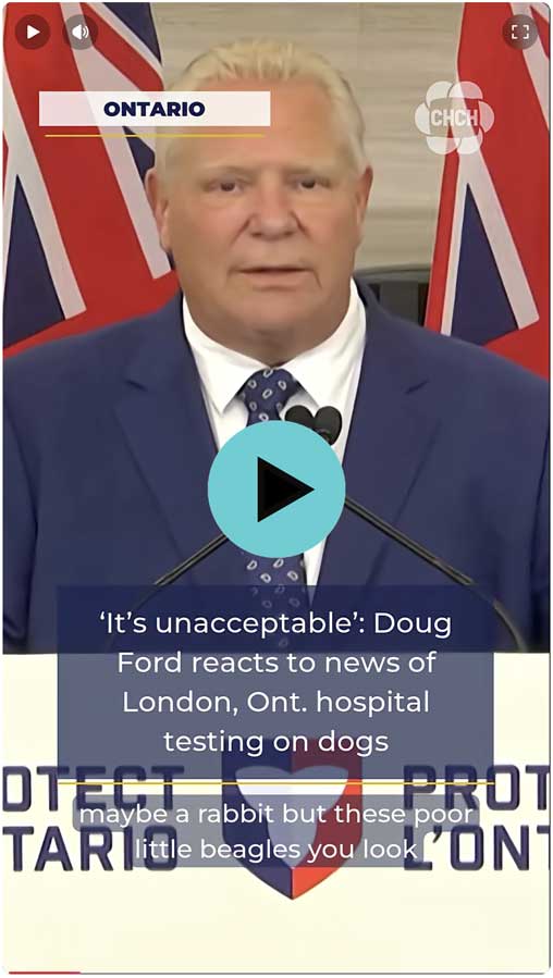 Premier Doug Ford speaks out against animal testing
